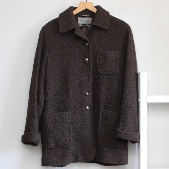 Bromley Collection Women's Brown Wool Boucle Teddy Coat Size Size 8 / Medium - Picture 1 of 6